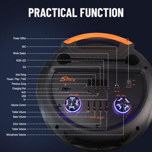 haut-parleur extérieur BT haute puissance de 8 pouces avec fonction de support de téléphone est livré avec micro adapté - Product Image 5