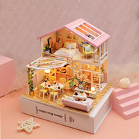 Kit de bricolage pour maison de poupée en bois, modèle de villa loft créative, jouet d'assemblage, cadeau d'anniversaire/saint-valentin/noël, ensembles miniatures pour femmes