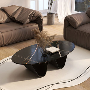 Table basse de luxe d'inspiration italienne Table basse minimaliste moderne Hot Seller Table basse ovale - Product Image 5