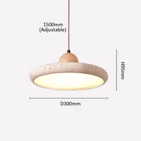 Suspension Wabi Sabi en travertin, luminaire circulaire en pierre pour salle à manger, îlot de cuisine, restaurant, bar - Lustre suspendu