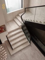 Marches d'escalier en travertin argenté sur mesure YUSHI, escalier en pierre naturelle personnalisé pour projet d'hôtel de luxe ou de villa