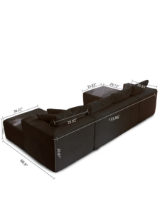 Deep Seat Compressed Sectional <b>Sofa</b>, Sponge Filled Polyester Couch for Living Room Hotel for Guest Room - Product Image 3