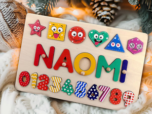 Puzzle en bois Montessori, jouet personnalisé, premier anniversaire, cadeau pour baby shower - Product Image 5