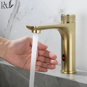 Grifo Moderno para Lavabo Yake, Grifo <span class=keywords><strong>de</strong></span> Baño con <span class=keywords><strong>Sensor</strong></span> Infrarrojo Automático Inteligente, Grifos Mezcladores <span class=keywords><strong>de</strong></span> Oro Cepillado - Product Image 2