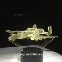 Lampe de table LED 3D Avion, Veilleuse Illusion, 7 Couleurs Changeantes, Lampe d'Ambiance à Brancher, Intensité Réglable, Taille Moyenne