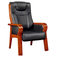 Chaise de conférence pour visiteurs en cuir PU avec cadre en bois massif, dossier haut, pieds fixes, garantie de 3 ans, pour bureau, salle de réunion, hôtel moderne