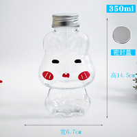 Bouteille de boisson en plastique PET vide avec logo personnalisé, forme d'ours, pour jus, thé à bulles, avec bouchon en aluminium