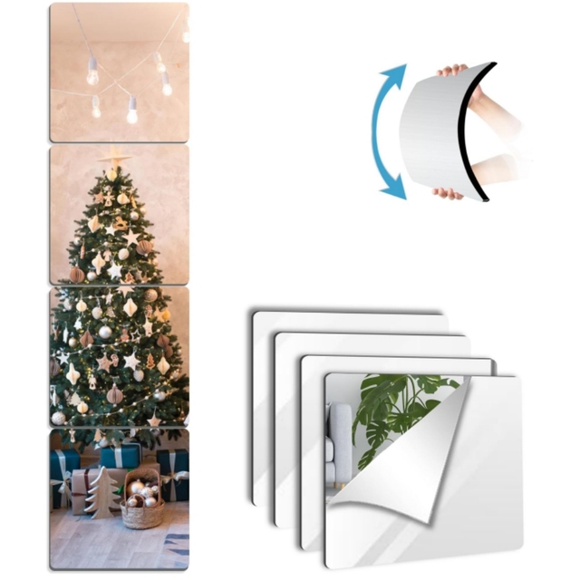 Custom Home Decoration Reusable Waterproof Shatterproof Unbreakable Non-Glass Self Adhesive Wall Flexible Plastic Silver Rose