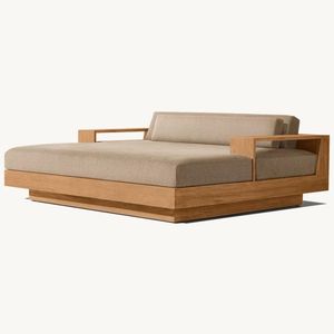 New Arrival Luxury Style Garden Leisure Daybed <b>Outdoor</b> Sunbed Patio <b>Sofa</b> Luxury Teak Double Chaise - Product Image 2
