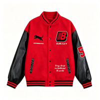 Veste universitaire personnalisée avec logo brodé, manches en similicuir, boutons-pression, pour hommes et femmes, style bomber baseball