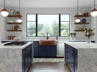 Vermont Armoire de cuisine moderne bleu azur de haute qualité personnalisée Finition Shaker en bois auto-assemblé Armoires de cuisine design