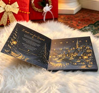 Calendario de Adviento con Carpetas Personalizadas Impresas y Grabadas en Relieve, Estilo Libro, 24 Puertas Precortadas, Materiales Reciclados, Sorpresas Navideñas