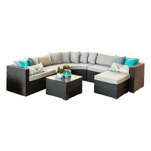 Bộ ghế <span class=keywords><strong>sofa</strong></span> sân vườn cao cấp khung nhôm, đồ nội thất ngoài trời, chất liệu mây nhựa, kiểu dáng hiện đại, dạng mô đun, phù hợp cho sân hiên, khách sạn. - Product Image 1