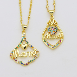 Pendentif de charme MAMA en zircon coloré de haute qualité HD354, or 18 carats, cadeau de fête des mères, cadeau d'anniversaire, accessoire pour femmes - Product Image 3