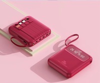 Mini Batería Externa de 5000mAh con Cable Incorporado, Cargador Portátil de Carga Rápida con Certificación 3C, Logotipo Personalizado Disponible