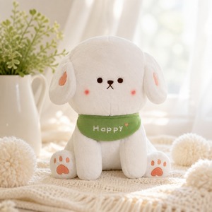Peluche di Cucciolo Bianco con Bandana Verde e Orecchie Lunghe e Morbide, Cane di Peluche per Decorazione Camera delle <span class=keywords><strong>Ragazze</strong></span> e Regali Accoglienti - Product Image 2