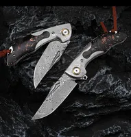 Couteau pliant artisanal NEWOOTZ, fabrication directe d'usine, cœur en VG10, acier Damas, manche en fibre de carbone, 3,4 pouces, 60-62 HRC, couteau de poche EDC, OEM