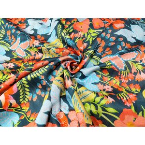 Tissu en soie Chanderi imprimé floral Triloki multicolore, 44 pouces de large, léger et transparent, pour vêtements Sari - Product Image 1
