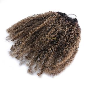 <span class=keywords><strong>Extension</strong></span> per <span class=keywords><strong>Capelli</strong></span> Afro Ricci Kinky con Radici Scure, 100% <span class=keywords><strong>Capelli</strong></span> Umani Vergini con Cuticola Allineata, Ombré Biondo con Riflessi - Product Image 6
