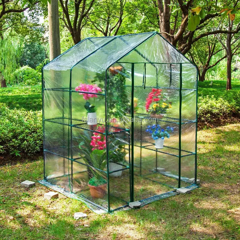 LanYu rumah kaca Mini PVC, rumah kaca kecil hijau untuk ramuan dan bunga