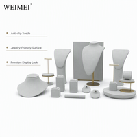 Présentoir à bijoux de luxe WEIMEI en velours blanc avec plateau buste pour colliers, boucles d'oreilles, bagues et bracelets – Ensemble de présentation de bijoux