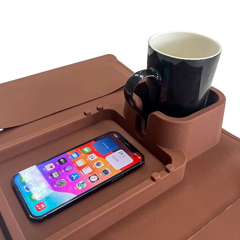 Silicone Sofa Armrest Tray Couch Cup Holder Tray Supports wireless charging for mobile phone