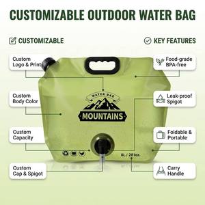 Lightweight Foldable Water Bag For Camping Hiking, Portable Emergency Water Storage Container, 8L Capacity