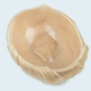 ท็อปเปอร์ผมแท้คุณภาพดีที่สุดสำหรับผู้ชาย สีบลอนด์อินเดีย  ดูเป็นธรรมชาติ ขนาด 8x10 นิ้ว  ฐานบาง PU V-LOOP  แบบผูกปมเดี่ยว - Product Image 1