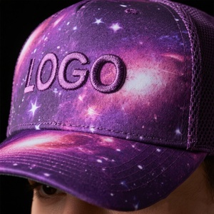Galaxy Printing Embroidery LOGO Soft <b>Top</b> 5-panel Sporty Baseball Cap Black Cotton Sweat Wicking Sports Customized - Product Image 5