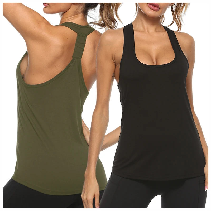 Custom White Y Back Gym Active Wear Sports Athletic Tank Tops for Ladies Breathable Seamless Knitted Casual Workout Yoga Fitness