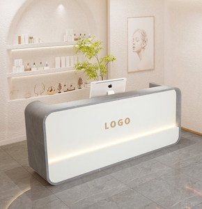 Tòa nhà văn phòng tiếp tân bằng gỗ Bàn quầy bàn nhỏ vẻ đẹp tóc Nail Salon quầy lễ tân để bán - Product Image 4