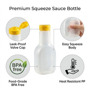 Distributeur <span class=keywords><strong>de</strong></span> condiments translucide <span class=keywords><strong>de</strong></span> qualité alimentaire <span class=keywords><strong>de</strong></span> 280 ml avec bouchon à clapet jaune anti-fuite pour confiture et miel <span class=keywords><strong>de</strong></span> 9,3 oz - Product Image 5
