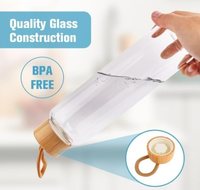 Bouteilles d'eau en verre de 18 oz pour la maison, gobelets en verre personnalisés avec logo, tasses à boire pour les fêtes, bouteilles en verre avec couvercles en bambou
