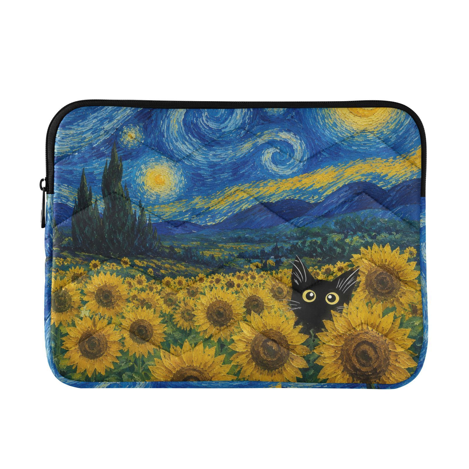 Chat Nuit Étoilée Style Van Gogh
