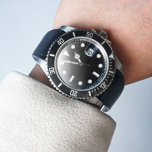 Jettda Bracelet de montre de luxe à double bande CTS Caoutchouc FKM de haute qualité coupé à la taille 19mm 20mm 21mm 22mm Marque de montre <span class=keywords><strong>Dumont</strong></span> Santo-s - Product Image 6