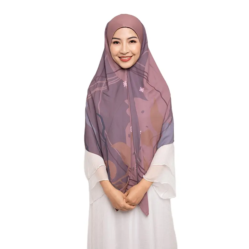 Mature elegant and temperamental brown kain tudung bawal 2021 popular chiffon shawl scarf for female