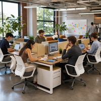 Bureau de travail pour 4 personnes, poste de travail pour la collaboration en équipe au bureau