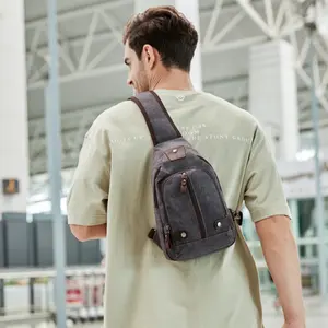 Nerlion Men Chest Bag Casual Fashion Crossbody Shoulder Bag Large Capacity Wear-Resistant Waterproof Canvas Sling Chest Bag