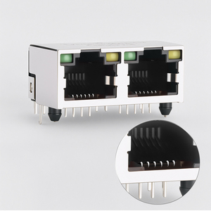 Ağ Modüler Konektörü 1X2 Çift Bağlantı Noktalı 8P8C 6P6C Ethernet Dişi RJ12 RJ45 Jak LED'siz - Product Image 1