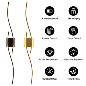 โคมไฟติดผนังไร้สายแบบใช้แบตเตอรี่ โคมไฟติดผนัง LED ที่ทันสมัยสำหรับห้องนอนโรงแรม ทางเดินแบบยาว โคมไฟติดผนังแบบสัมผัส รีโมทคอนโทรล - Product Image 6