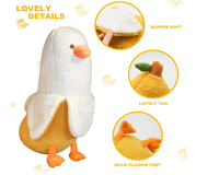 Peluche Canard Banane PEACH CAT, Adorable Coussin en Peluche à Câliner, Animal en Peluche pour Filles et Garçons, Blanc