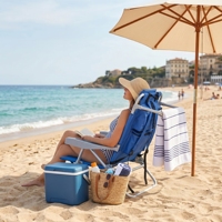 Chaise longue de jardin inclinable et réglable, durable, légère, pliable, portable, avec sangles de sac à dos, rembourrée, pour la pêche