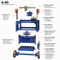 Machine à fabriquer des briques en terre cuite Lego Interlocking 4-45, machine manuelle à blocs de terre compressée hydrauliquement