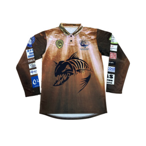 Maillot de pêche sportive respirant personnalisé impression sublimée fermeture éclair - Product Image 3