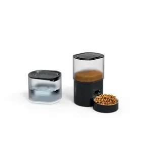 Fábrica Novo design de grau alimentício de aço inoxidável tigela pet alimentador wifi controle 2 em 1 água dispensador automático pet alimentador
