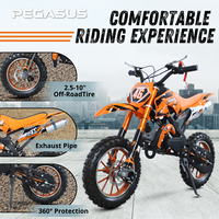 Moto tout-terrain à essence 2 temps refroidie par air Yaztor Orange <50cc pour enfants, démarrage par lanceur, vitesse maximale 25 MPH, charge maximale 75 kg, 20 km/h