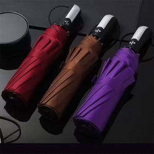 Factory Wholesale 10k Fully Automatic <b>Umbrella</b> UV Proof Black Coating Large Windproof 3 Folding <b>Umbrellas</b> - Product Image 3