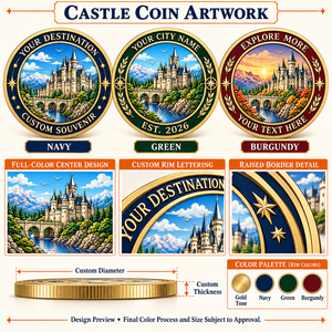 Custom Castle Souvenir Challenge Coins Full Color Landscape Gold Tone Personalized Tourism Commemorative Collectible Gifts - Product Image 4