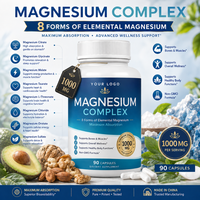 Complément de magnésium complexe à absorption élevée - 8 formes essentielles de magnésium pour la santé des muscles, des os et du cœur - 1000 mg, 90 capsules