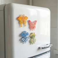 Magnet Kulkas Akrilik DIY Kustom Motif Kupu-kupu Layang-layang Ikan Koi, Dekorasi Rumah Bergaya Dragon Gate untuk Perayaan, Stiker Magnetik